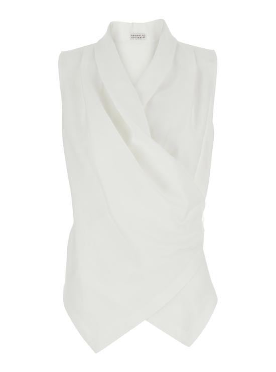 26SS 브루넬로 쿠치넬리 민소매 티셔츠 MH126EG906C600 White