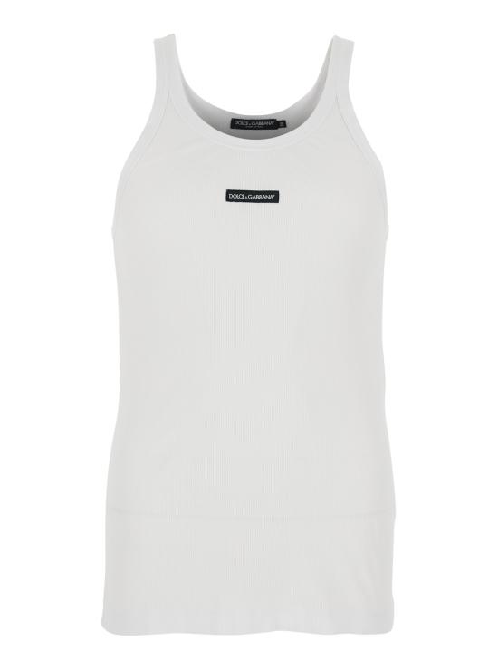 26SS 돌체앤가바나 로고 프린트 코튼 탱크 탑 G8PA8TG7P3IW0800 White
