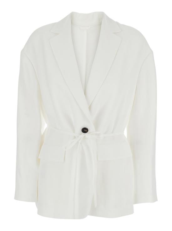 26SS 브루넬로 쿠치넬리 모닐리 비스코스 & 리넨 플루이드 트윌 블레이저 MH1267591C600 White