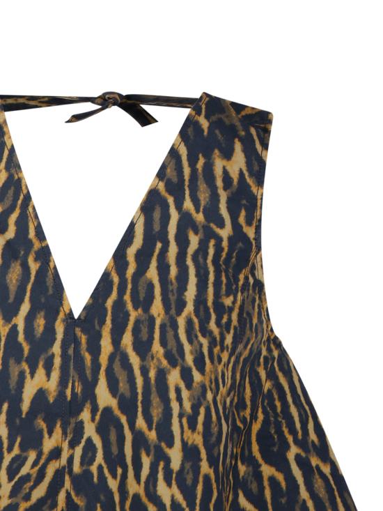 26SS 가니 레오파드 코튼 A라인 슬리브리스 탑 A1040087 894 KHAKI - GANNI