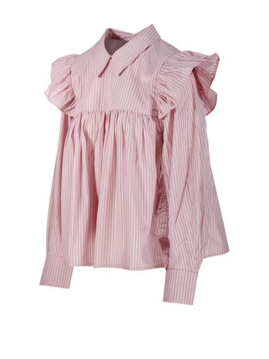 26SS 가니 스트라이프 프릴 블라우스 A1040084 868 CHALK PINK - GANNI