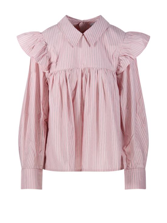 26SS 가니 스트라이프 프릴 블라우스 A1040084 868 CHALK PINK