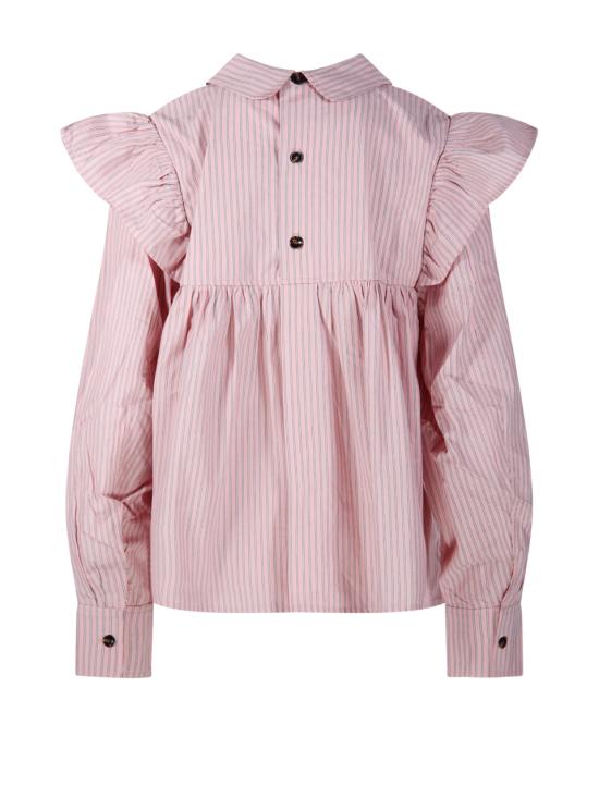 26SS 가니 스트라이프 프릴 블라우스 A1040084 868 CHALK PINK - GANNI