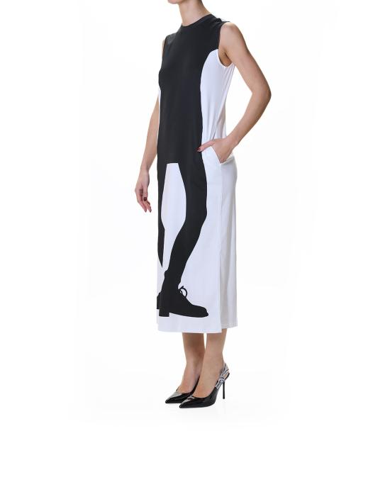 26SS 모스키노 미디 원피스 0412 0442 1001 BIANCO NERO - MOSCHINO