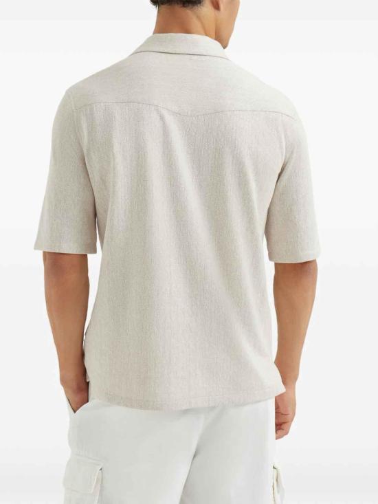 26SS 브루넬로 쿠치넬리 반팔 셔츠 MR8286684C2489 Beige - BRUNELLO CUCINELLI