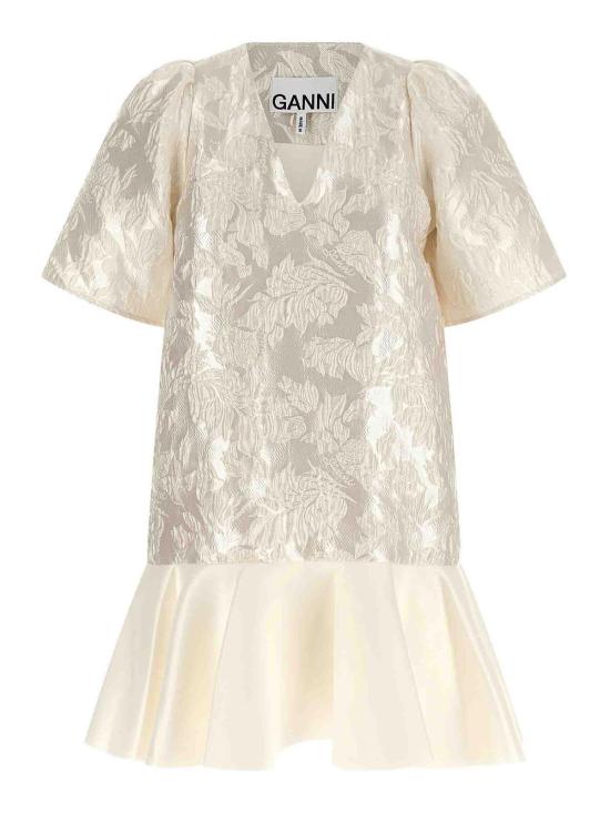 26SS 가니 새틴 클로케 미니 드레스 A1030105135 White