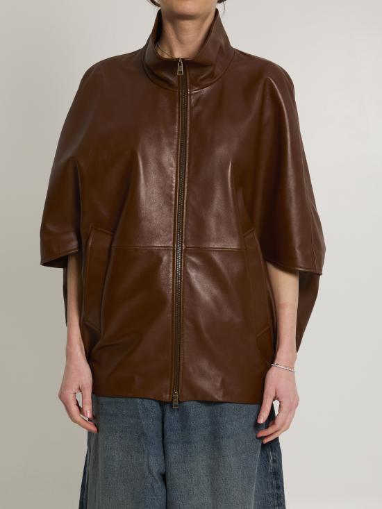 26SS 발렌시아가 가죽 자켓 871987 BROWN