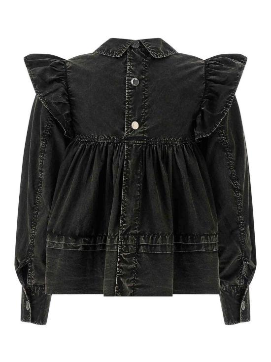 26SS 가니 워시드 프릴 블라우스 A1040061099 Black - GANNI
