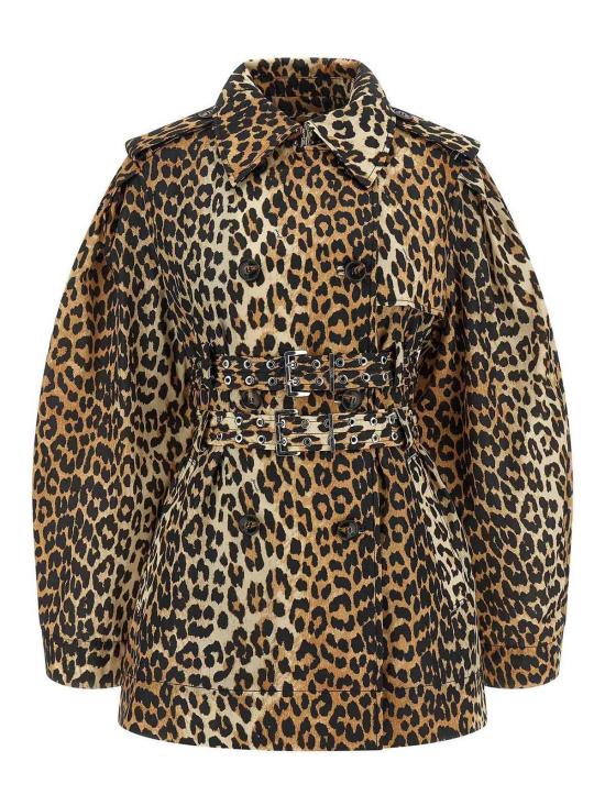 26SS 가니 레오파드 쇼트 트렌치 코트 A1010074859 Brown - GANNI
