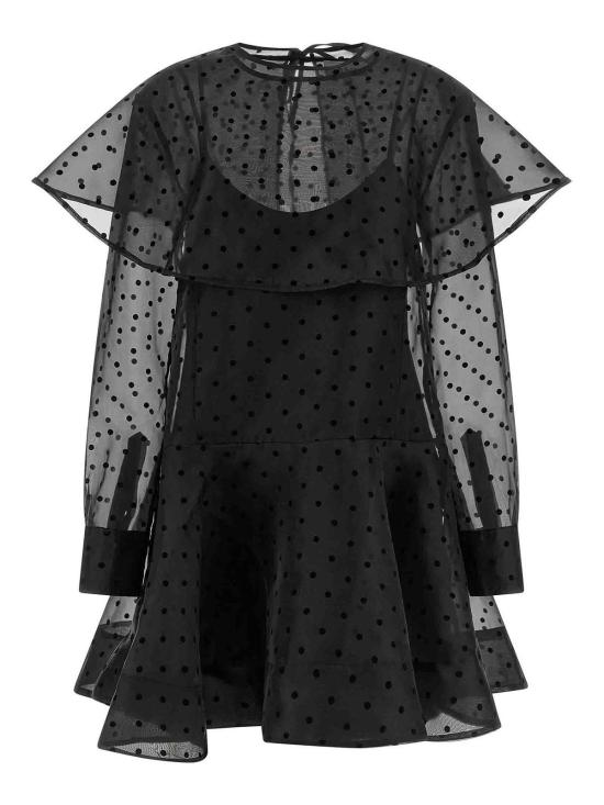 26SS 가니 오간자 서클 칼라 폴카 도트 미니 드레스 A1030179099 Black