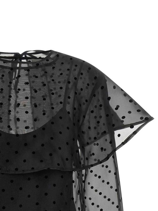 26SS 가니 오간자 서클 칼라 폴카 도트 미니 드레스 A1030179099 Black - GANNI