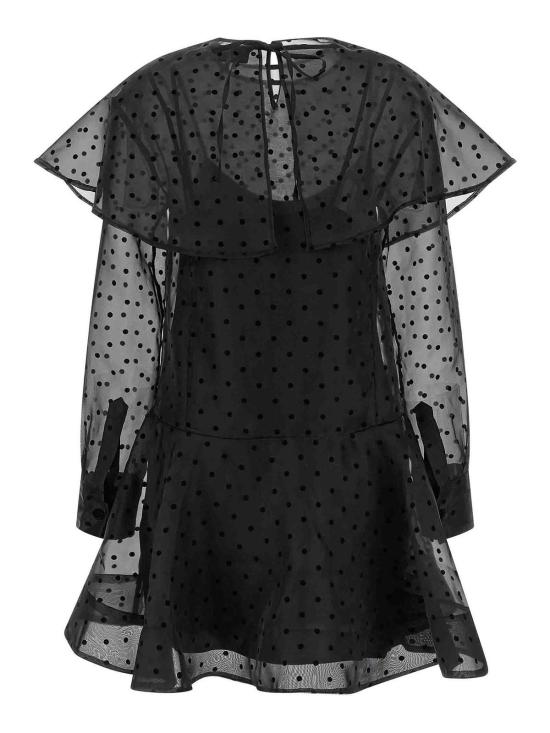 26SS 가니 오간자 서클 칼라 폴카 도트 미니 드레스 A1030179099 Black - GANNI