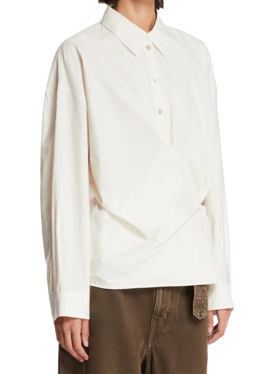 26SS 르메르 스트레이트 칼라 트위스트 셔츠 SH1141 WHITE - LEMAIRE