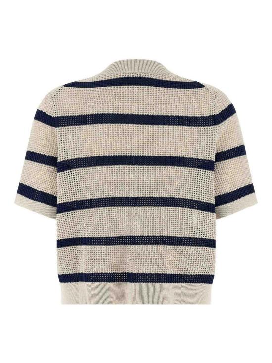 26SS 브루넬로 쿠치넬리 코튼 네트 스트라이프 가디건 M19225716CYF11 Beige - BRUNELLO CUCINELLI