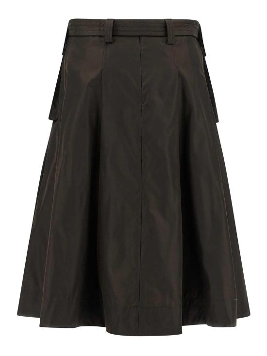 26SS 가니 듀체스 나일론 플리츠 스커트 A1090054ZWX Brown - GANNI