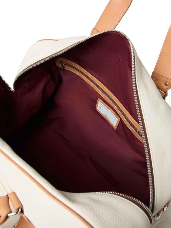 26SS 브루넬로 쿠치넬리 그레인드 카프스킨 스트리트 백 MBATBU394COK17 White - BRUNELLO CUCINELLI