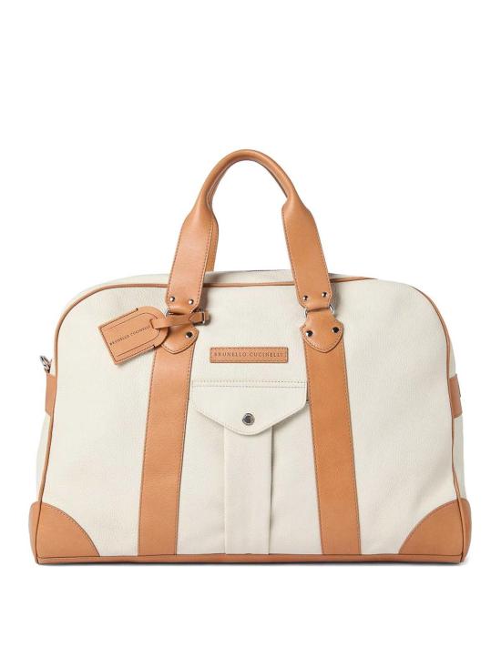 26SS 브루넬로 쿠치넬리 그레인드 카프스킨 스트리트 백 MBATBU394COK17 White