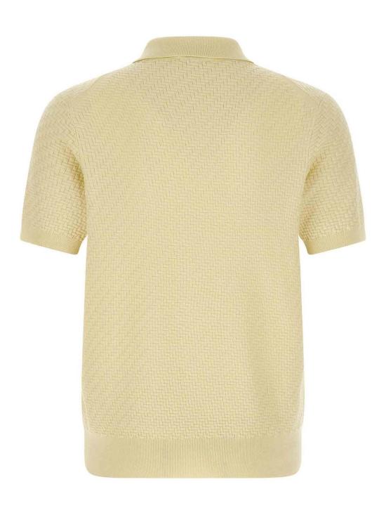  브리오니 코튼 실크 캐시미어 트라마 위브 폴로 셔츠 UMR20OPAK229200 Yellow - BRIONI
