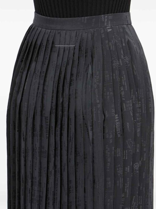 26SS MM6 메종마르지엘라 플리티드 미디 스커트 S52MA0199M35737002J Black - MM6 MAISON MARGIELA