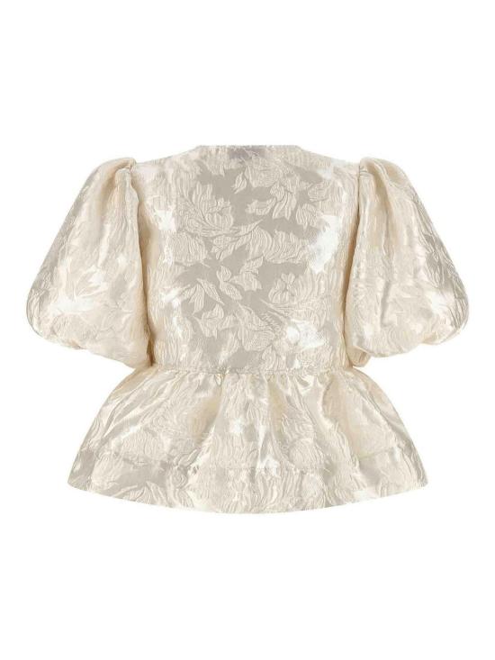 26SS 가니 새틴 페플럼 타이 블라우스 A1040079135 White - GANNI