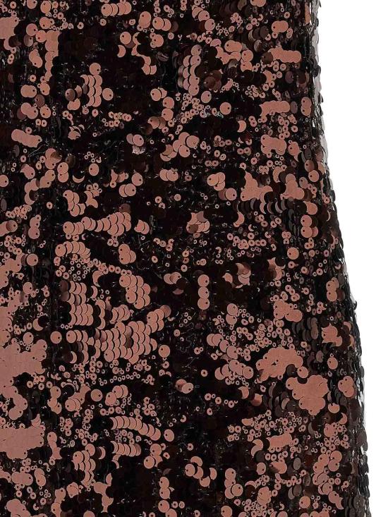 26SS 가니 시퀸 보우 숄더 미디 드레스 A1030202ZWX Brown - GANNI