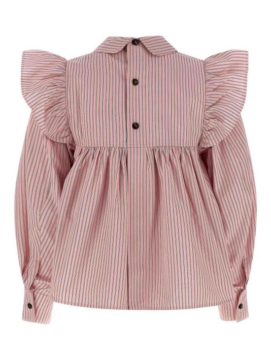 26SS 가니 스트라이프 프릴 블라우스 A1040084868 Nude Neutrals - GANNI