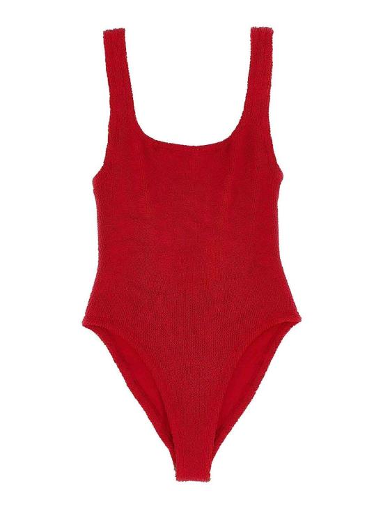  훈자 지 원피스 수영복 SQUARENECKSWIMRED Red