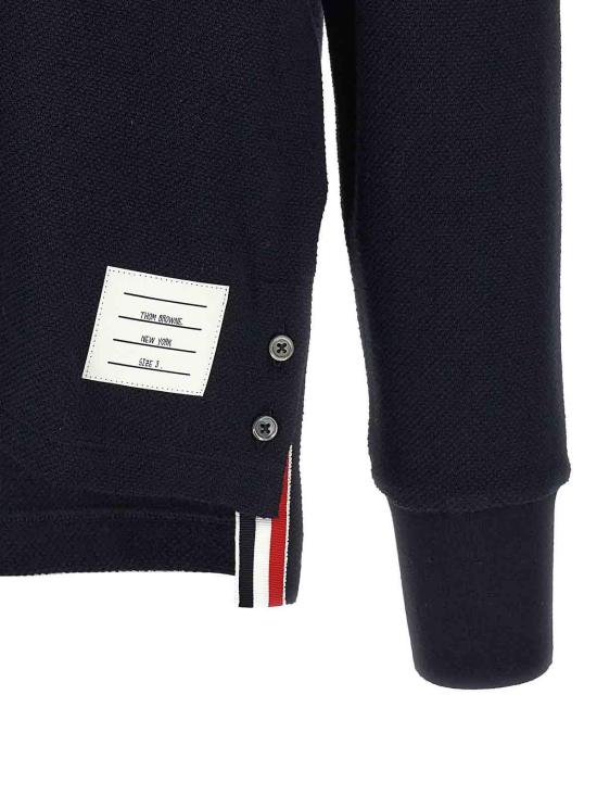 26SS 톰브라운 텍스쳐드 피케 4바 롱슬리브 폴로셔츠 MJP234AJ0248415 Blue - THOM BROWNE