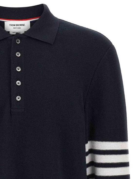 26SS 톰브라운 텍스쳐드 피케 4바 롱슬리브 폴로셔츠 MJP234AJ0248415 Blue - THOM BROWNE