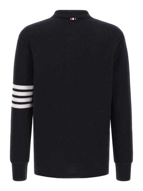 26SS 톰브라운 텍스쳐드 피케 4바 롱슬리브 폴로셔츠 MJP234AJ0248415 Blue - THOM BROWNE
