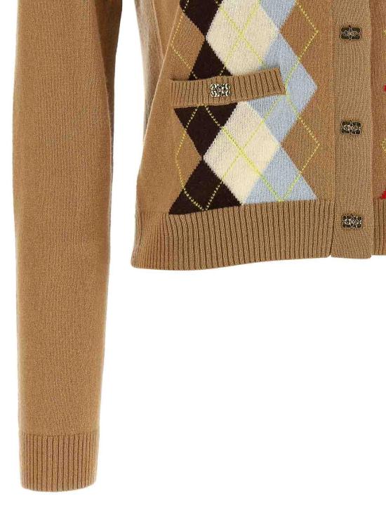 26SS 가니 아가일 프린트 가디건 A107005502Q Beige - GANNI