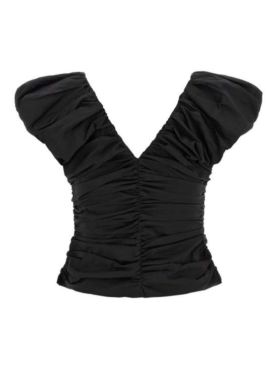 26SS 가니 투웨이 집 클로저 러치드 슬리브리스 탑 A1040071099 Black - GANNI