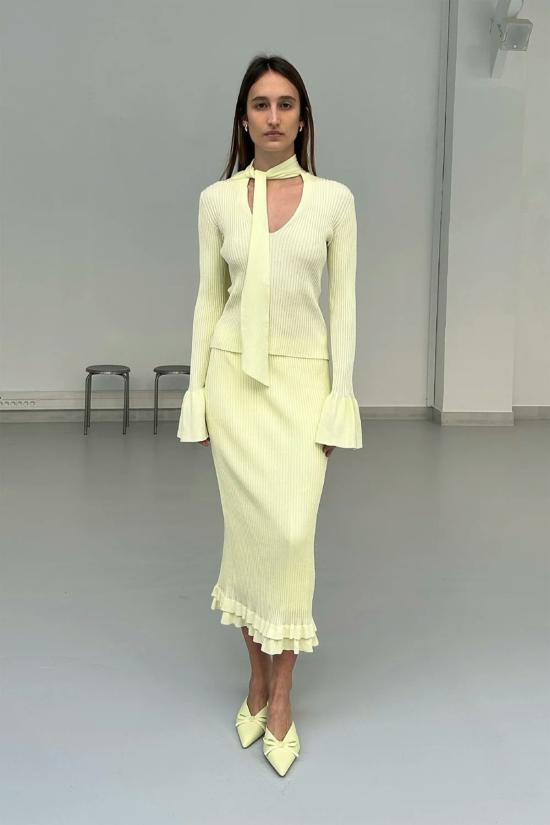  샘디 미디 스커트 사엠디 써니펜 스커트 옐로우