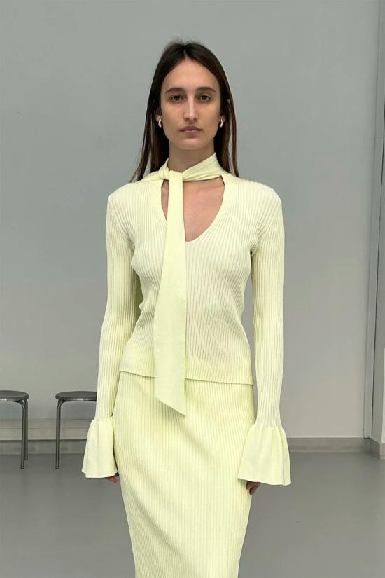  샘디 미디 스커트 사엠디 써니펜 스커트 옐로우 - SAEMDI