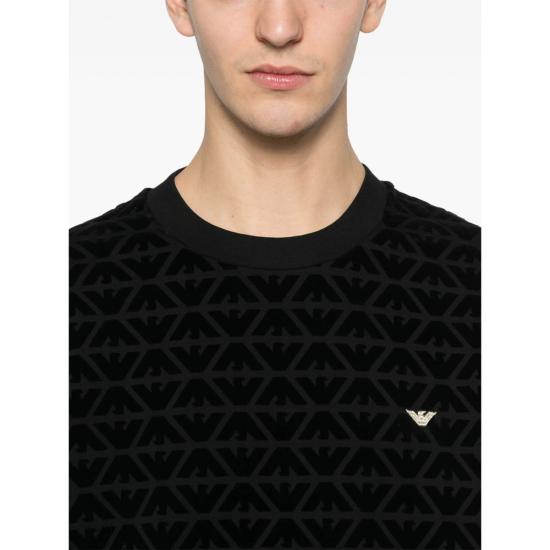  엠포리오 아르마니 긴팔 티셔츠 스웨트셔츠 블랙 - EMPORIO ARMANI