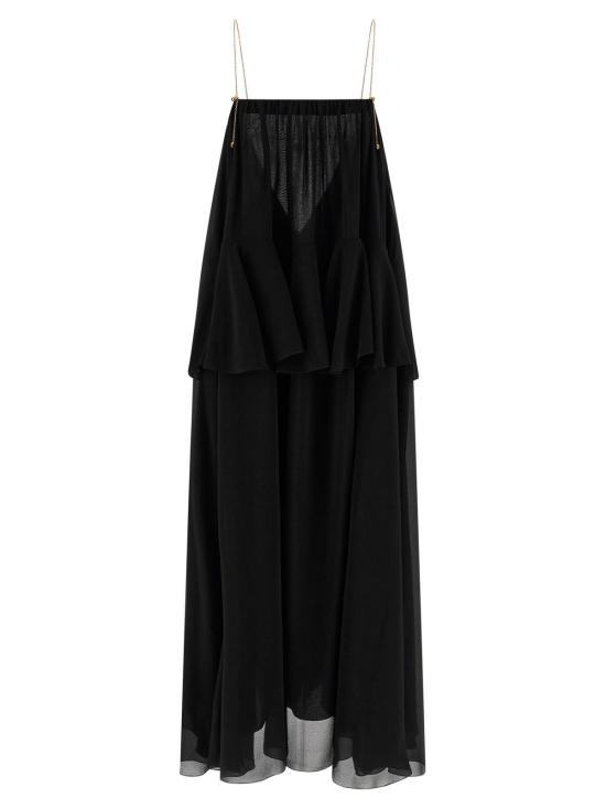  끌로에 롱 원피스 실크 드레스 블랙