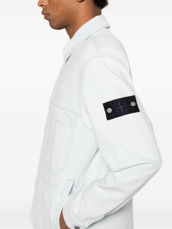  스톤 아일랜드 데님 자켓 데님 코튼 재킷 클리어 블루 - STONE ISLAND