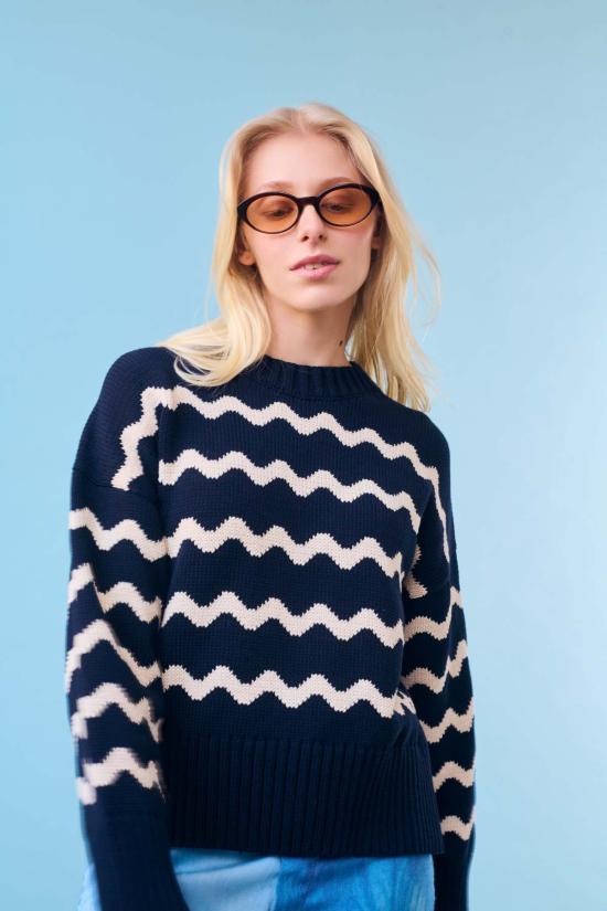  지지 니트웨어 스웨터 이슬라 웨이브 스트라이프 - GIGI KNITWEAR
