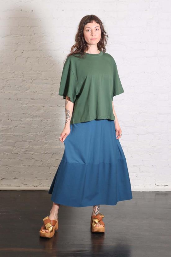  라보아트 미디 스커트 Labo.Art Cobi 저지 + 우븐 스커트 - LABO.ART