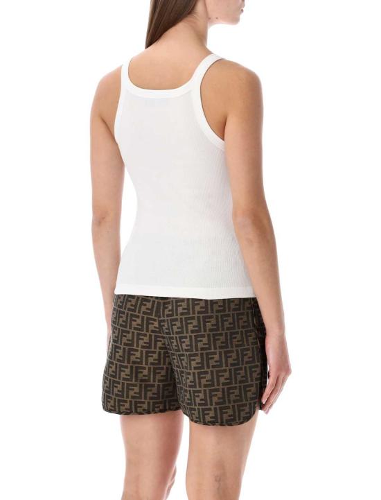  펜디 블라우스 코튼 립 슬리브리스 탑 화이트 - FENDI