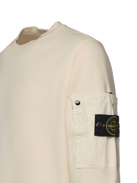  스톤 아일랜드 긴팔 티셔츠 로고 코튼 스웨트셔츠 화이트 - STONE ISLAND