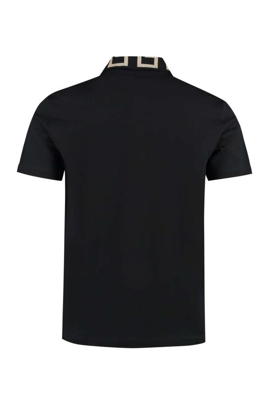  베르사체 폴로 티셔츠 코튼 피케 폴로 셔츠 블랙/골드 - VERSACE