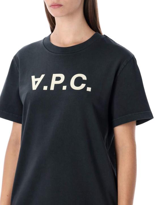  아페쎄 반팔 티셔츠 A.P.C. 스탠다드 그랜드 Vpc 코튼 티셔츠 블랙 블랑 - A.P.C.