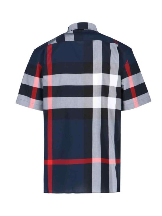 버버리 반팔 티셔츠 체크 셔츠 블루 - BURBERRY