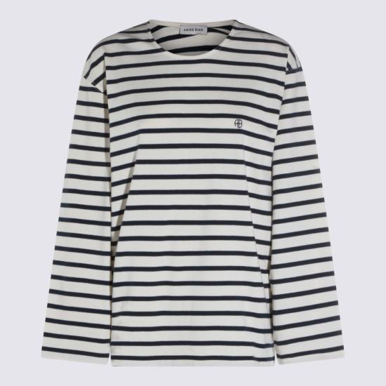  애니빙 반팔 티셔츠 아니네 빙 화이트 앤 블랙 코튼 티셔츠 레드