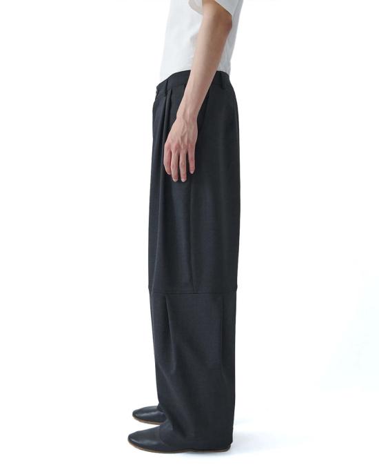  세이지 네이션 스트레이트 팬츠 트로피컬 울 더블 플리츠 주시 팬츠 차콜 - SAGE NATION