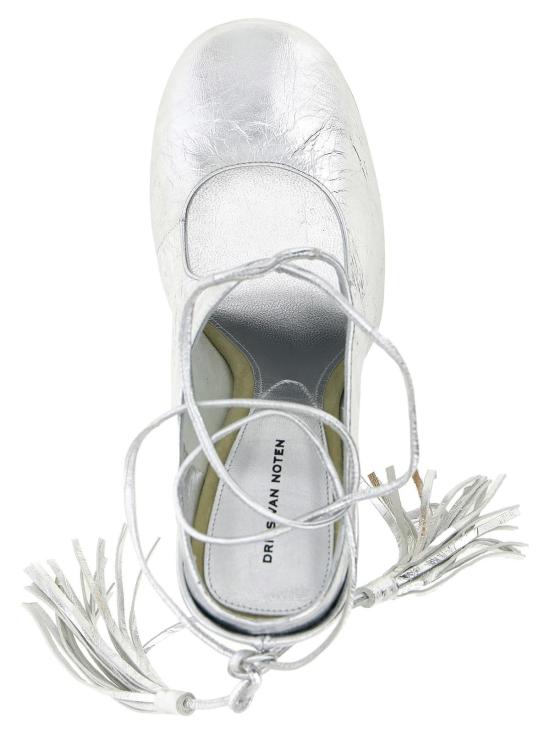  드리스 반 노튼 뮬/슬리퍼 드리스 반 노텐 라미네이트 가죽 뮬 실버 - DRIES VAN NOTEN