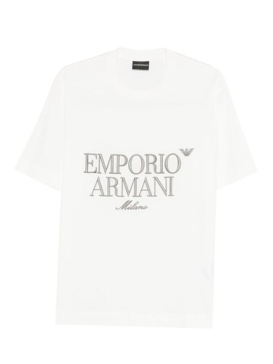  엠포리오 아르마니 반팔 티셔츠 로고 코튼 티셔츠 화이트