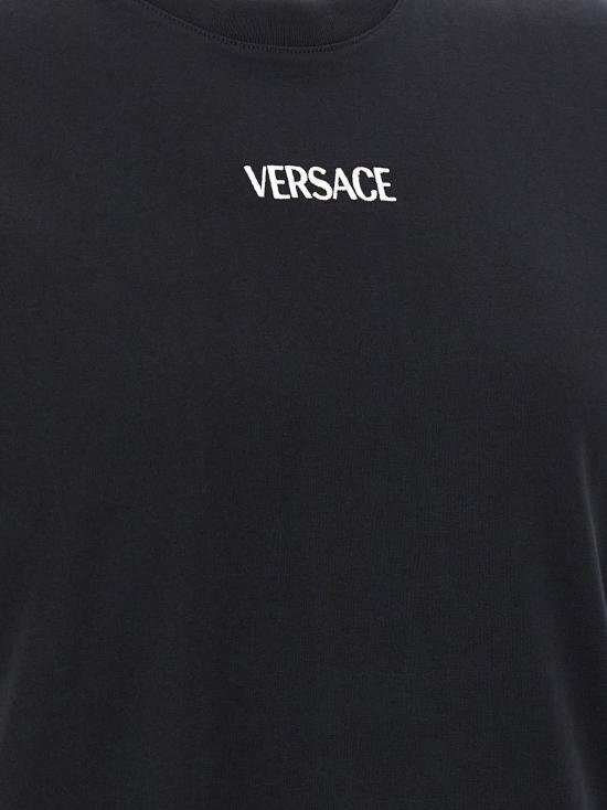  베르사체 반팔 티셔츠 로고 티셔츠 블랙 - VERSACE