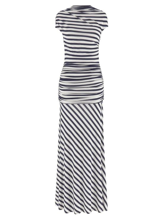  셀프 포트레이트 롱 원피스 네이비 스트라이프 저지 맥시 드레스 블루